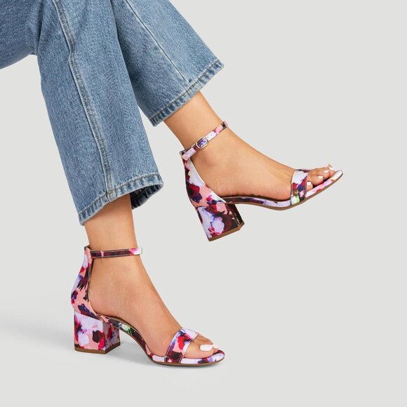 Dream Pairs Women Floral Opened Toe Chunky Block Heel Ankle Strap Sandals Shoes - Picture 7 of 8